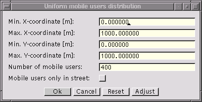 optimUMTS Dialog Box